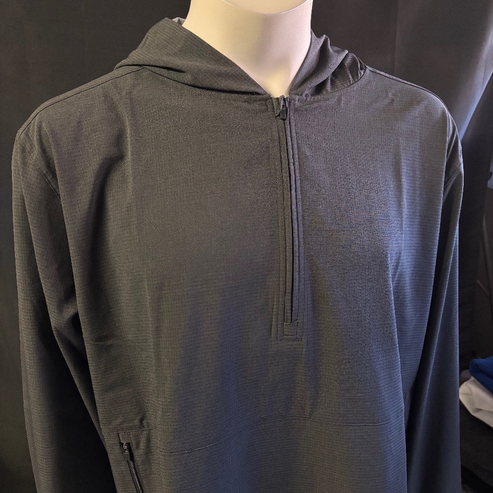 7 Diamonds Men's Dark Charcoal Gray Hooded Quarter-Zip Pullover